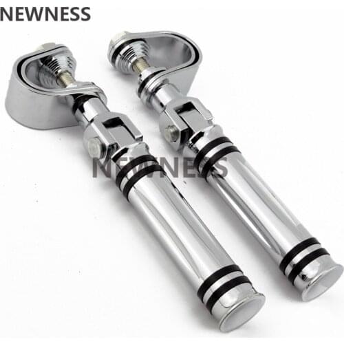 1 Pair Motorcycle Chrome Foot Pegs Footrest Clamp Mount Footrests Crash Bars Guard CNC For Harley Sportster Dyna Chopper Bobber