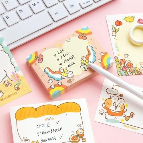 100 Sheets Cute Rabbit Memo Pad Can Tear Portable Message Stick Sticky Note Memo Notepad Mini Notebook school supplies