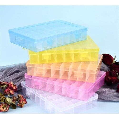 24 Grid Jewelry Storage Box Plastic Storage Jewelry Box Adjustable Container Organizer Case For Jewelry Beads Pill Screw Storage