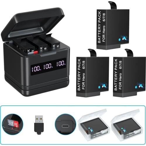 1800mAh GoPro battery and USB portable charger for Gopro Hero 8 Hero 7 Black Hero 6 Hero 5 camera Accessories original battery