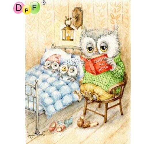 Diamond painting cross stitch owl storytelling diy diamond painting round diamond painting embroidery mosaic decoration gift