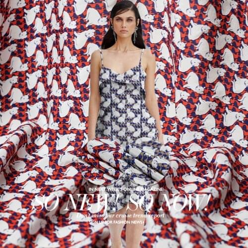 White waxberry Kitten pure silk double crepe print summer dress shirt silk fabric fabric free shipping