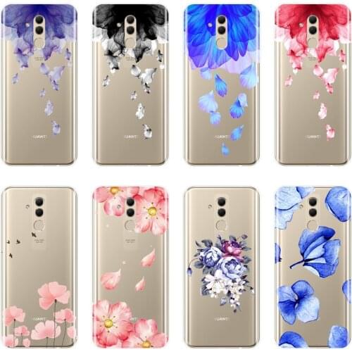 TPU Phone Case For Huawei Mate 9 10 20 Pro Pink Flower Red Blue Floral Silicone Soft Back Cover For Huawei Mate 7 8 9 10 20 Lite