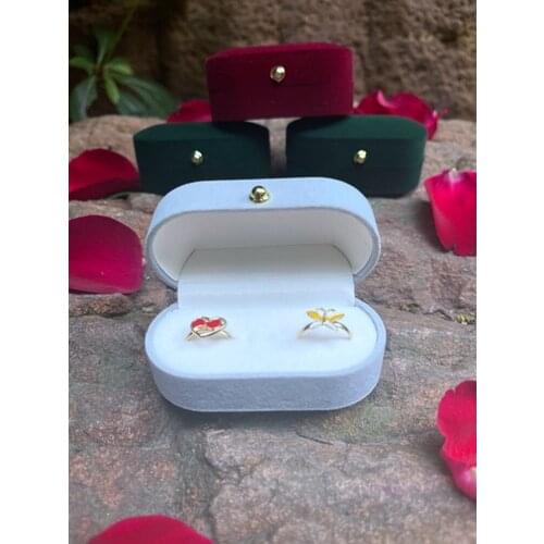 Double Rings Box Velvet Trinket Box Jewelry Organizer Ring Box Jewelry Box Wedding Gift Box