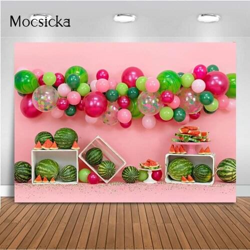 Watermelon Theme Birthday Cake Smash Portrait Backdrop Summer Fruit Newborn Kids Photo Background Studio Watermelon Baby Shower
