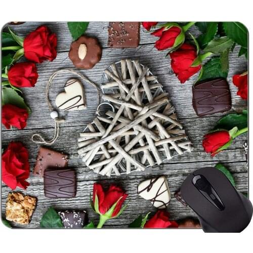 Gaming Mouse Mat,Valentines day rose flower still life -Stitched Edges