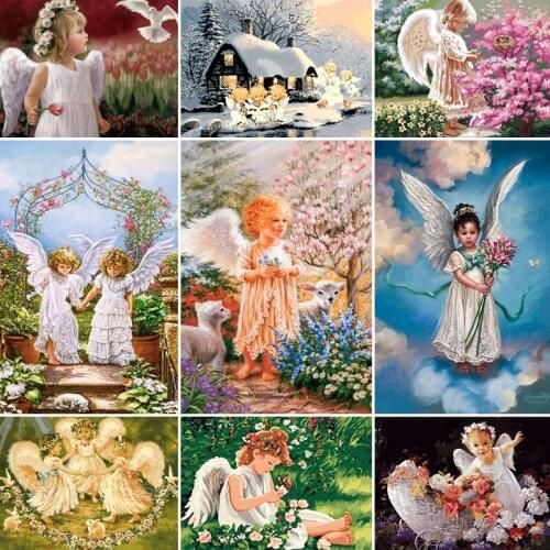 50/65/75cm Painting By Numbers Angel wings Oil Painting Portrait Pictures By Number Paint By Numbers For Adults Home Decor