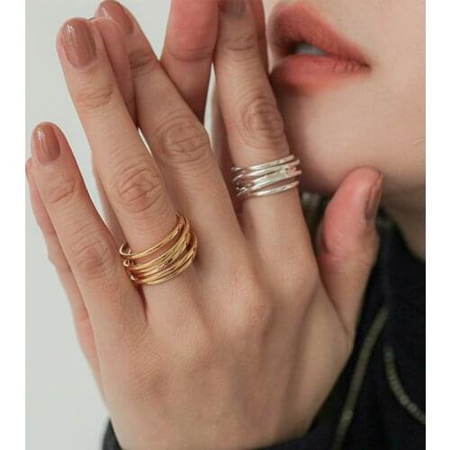 Cool Personality Design Multi-layer Jewelry Rings For Women Open Adjustable Size Gold Ring Girls Charm Jewellery Accessories