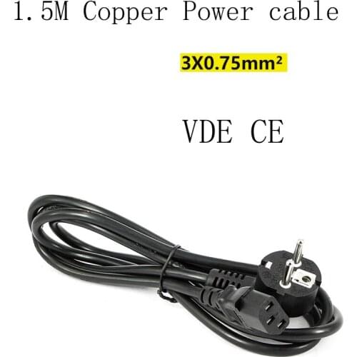 Euro Plug Cable IEC C13 Pure Copper Computer Power Extension Cord 1.5m EU Cable For PC Computer Monitor PSU Antminer Printer