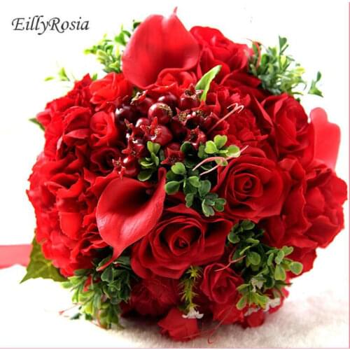 Beautiful Bridal Wedding Brooch Bouquet de la mariee ramos de novia artificiales Pink Lily Handmade Country Style Design Flowers