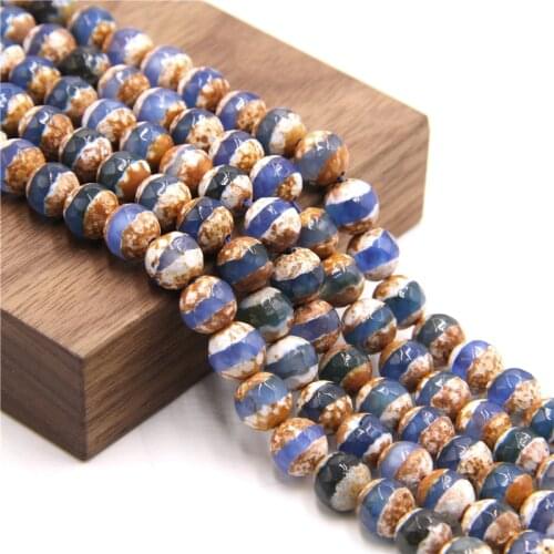 15.5" Faceted Dzi Agat Beads Drilled Natural Tibetan Agat Wholesale 6 mm 8 mm 10 mm Loose Beads For DIY Making Jewelry Accessory
