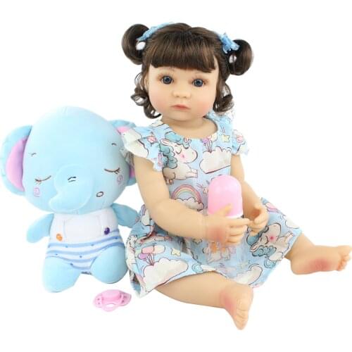 55 and 48 CM Full Silicone Body Reborn Baby Doll For Girl Vinyl Boneca Dress Up Birthday Gift Popular Bath Play House Toy