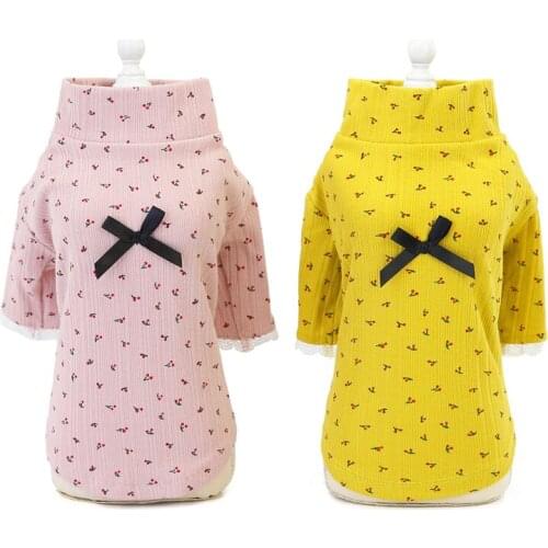 Fashion Cherry Printed Puppy Clothes for Small Dogs Girl Elastic Bottoming Cat Shirt Cotton Yorkie T-shirt Chihuahua Pet Costume