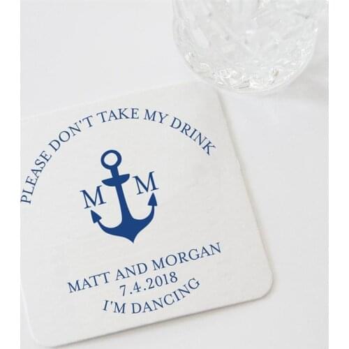 Nautical Personalized Please Don't Take My Drink, I'm Dancing Coasters, Anchor Coasters, Anchor Wedding,Custom Beach Wedding