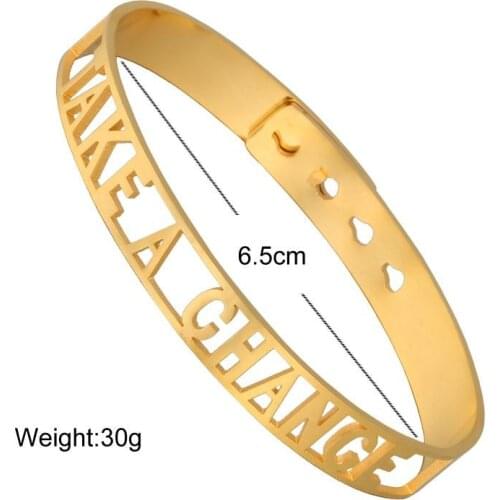 2017 Summer New Stainless Steel Rose Gold HoLLow Out Letter TAKE A CHANCE Cuff Bracelet Bangle Jewelry