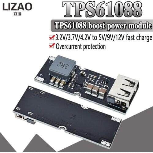 Single Cell Lithium Battery Boost Power Module Board 3.7V 4.2V Liter 5V 9V 12V USB Mobile Phone Fast Charge QC2.0 QC3.0 TPS61088