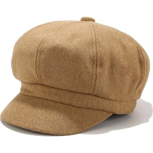 Auutmn Winter Hats for Women Solid Woolen fabric Plain Octagonal Newsboy Cap Men Ladies Casual Hat Beret Painter Cap Z115