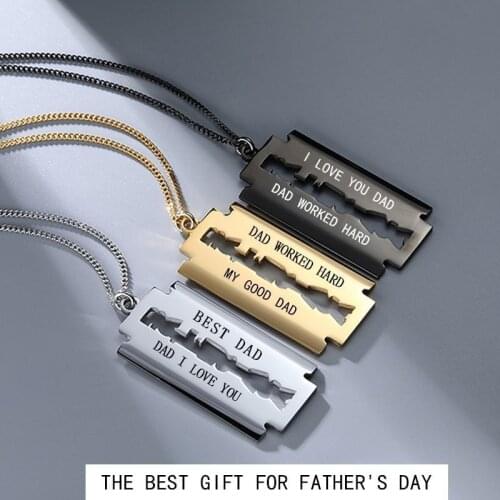 Personalized Blade Stainless Steel Charm Necklace for Men Hip Hop Pendant Necklaces Dropshipping