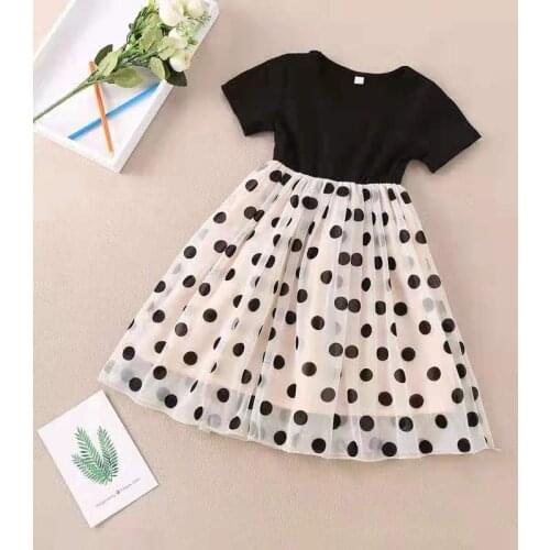 Girls' Dress Summer New Childrens Korean Style Fashionable Polka Dot Princess Dress Fashion Tulle Skirt