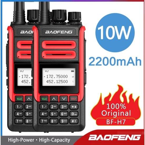 2pcs BF-H7 10W High Power Baofeng WalkieTalkie 10km Long Range Large LCD Display UHF VHF Transmitter Transreceiver Two Way Radio