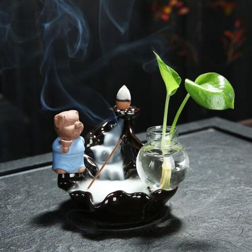 Lovely Pig Backflow Incense Burner Vase Aromatherapy Stove Ceramic ,Bedroom,Home Decorations,Yoga,teahouse,office,temple,Zen