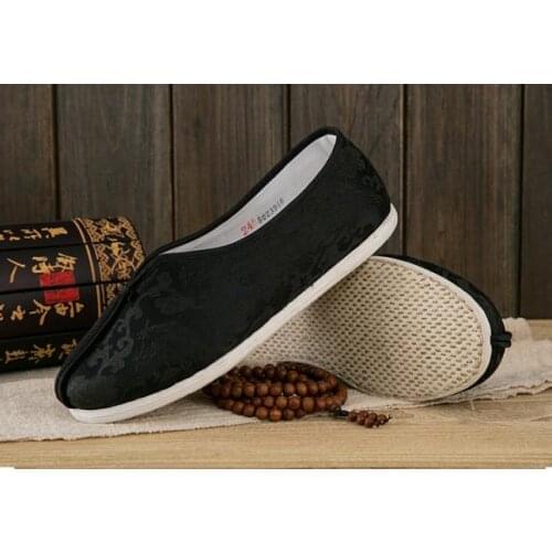 High quality handmade cotton black dragon shaolin monk kung fu shoes buddha arhat sneakers zen lay meditation martial arts shoes