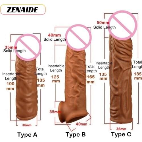 Reusable Cock Ring Erection Dick Enlargement Sex Toys for Men Dotted Silicone Penis Sleeve Realistic Penis Sleeve Extender