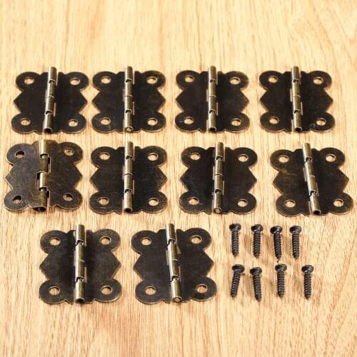 10Pcs 40x34mm Iron Drawer Door Cabinet Butterfly Decorative Hinges Jewellery Wooden Box Hinges with Screws Antique Bronze/Silver