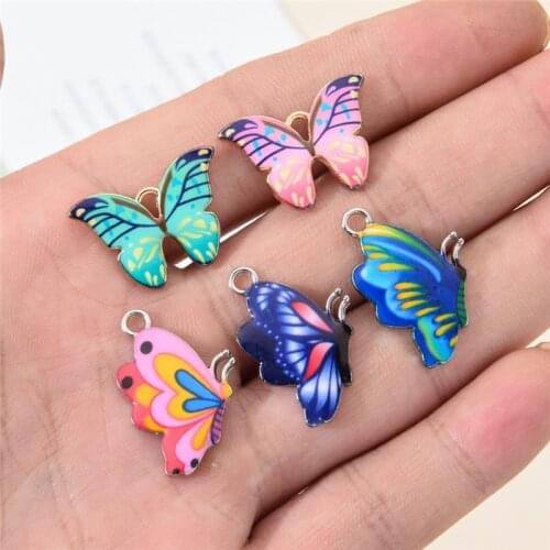 10pcs/pack Multi-color Enamel Cute Butterfly Charms Pendants For Women Girls DIY Necklace Earrings Jewelry Findings Accessories