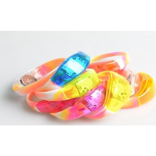 100pcs/lot Camo Button control & Voice Control Silicone LED Bracelet Sound Activated Glow Bracelets 8 colors