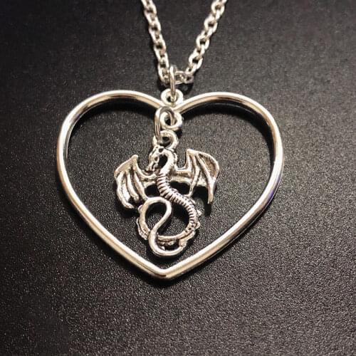2019 New Fashion Heart Trendy Tibetan silver color Dragon Necklace Dragon Cute Dragon Pendant Women Lady Fashion Accessories