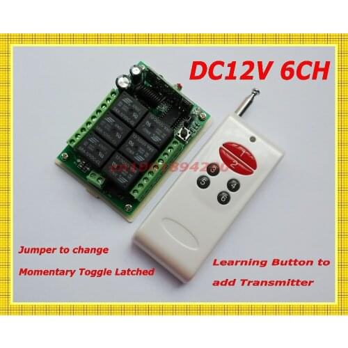 315/433.92MHz RF Transmitter Receiver Remote Control Switches DC12V 6CH 10A Relay Controller Remote Lighting ON OFF Switch