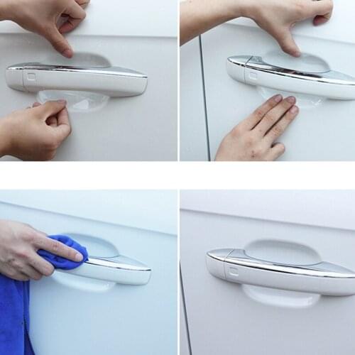 4pcs/lot Car door Handle Stickers Protection for Mitsubishi ASX/Outlander/Lancer Evolution/Pajero/Eclipse/Grandis