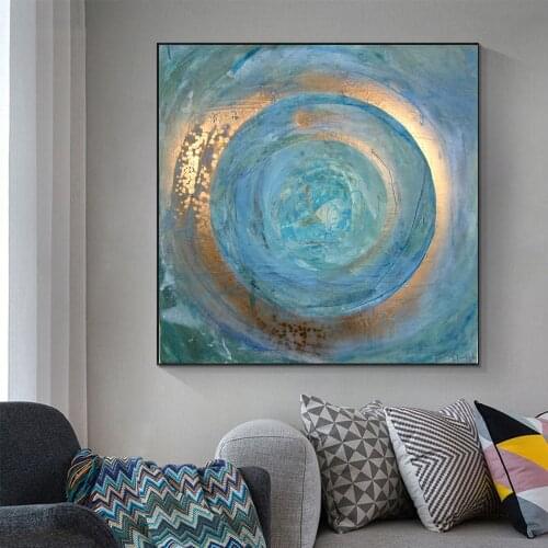 Abstract Blue Oil Painting Canvas Posters and Prints Cuadros Wall Art Pictures For Living Room Canvas Painting Home Decor