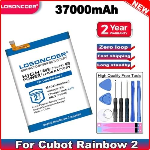 LOSONCOER Rainbow2 Rainbow 2 3700mAh Battery for Cubot Rainbow 2 Batterie Bateria +Free tools+Sticker in stock