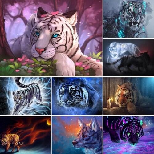 DIY 5D Diamond Painting Animal Tiger Cross Stitch Kit Full Drill Embroidery Mosaic Art Picture of Rhinestones Home Decor Gift