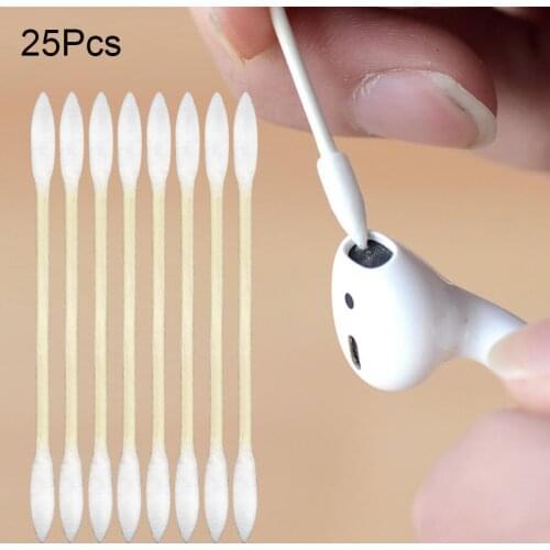 25PCS Swab For Airpods Case For AirPods Earphone Phone Charge Port Airpods1/2 pro Cotton Disposable Stick Cleaning Tool