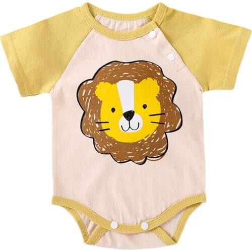 Baby Lion Print Crawling Clothes Toddler Casual T-Shirt Jumpsuits Boys Bodysuits Girls One-Pieces Newborn Triangle Rompers