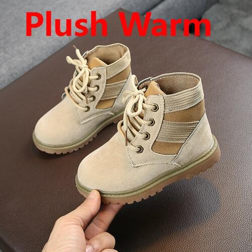 Autumn Winter Kids Boots Ankle Shoes Fashion Girls Snow Boots Plush Warm Boys Martin Shoes Children Boots Non-Slip Size 21-30