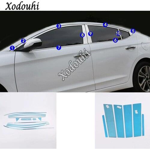 For Hyundai Elantra Avante 2016 2017 2018 2019 2020 Car Sticker Stainless Steel Glass Window Garnish Pillar Middle Column Trim
