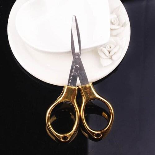 PrajnaMulti-Purpose Household Scissors For Travel DIY Student Office Scissor School Special Portable Gold Mini Folding Scissors
