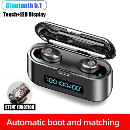 F9TWS Bluetooth V5.0 Earphone Wireless Headphones Touch Control 9D Hifi Stereo Sports Waterproof Earbuds Gaming Earphone Headset