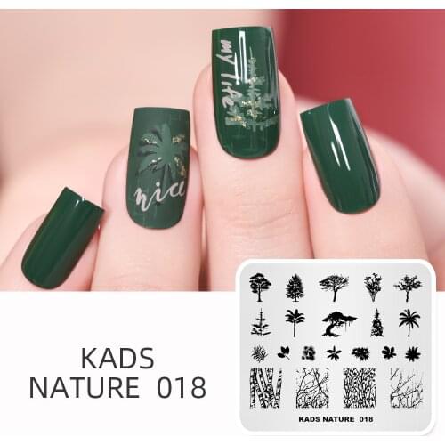 KADS Nature Nail Stamp Stainless Steel Trees Designs Templates Printing Beauty Image Nail Art Stamping Plates Nail Stencil