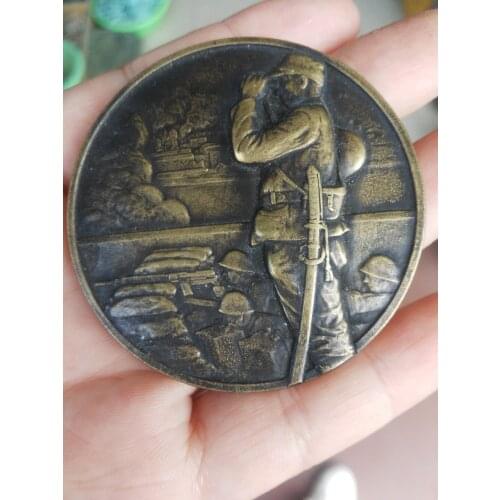 Chinese brass bronze circle Japanese aggression mark statue metal crafts Necklace pendant