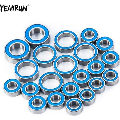 YEAHRUN 22pcs Complete Blue Ball Bearing KIT Rubber Sealed on Two Sides Chrome Steel For 1/10 Axial SCX10 RC Car Upgrade Parts