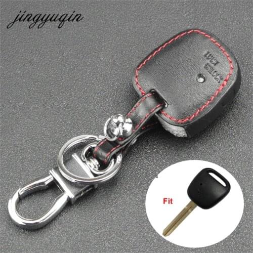 Jingyuqin 1 Side Button Fob Leather Cover For TOYOTA Carina Estima Harrier Previa Corolla Celica Car Remote Key Shell Case