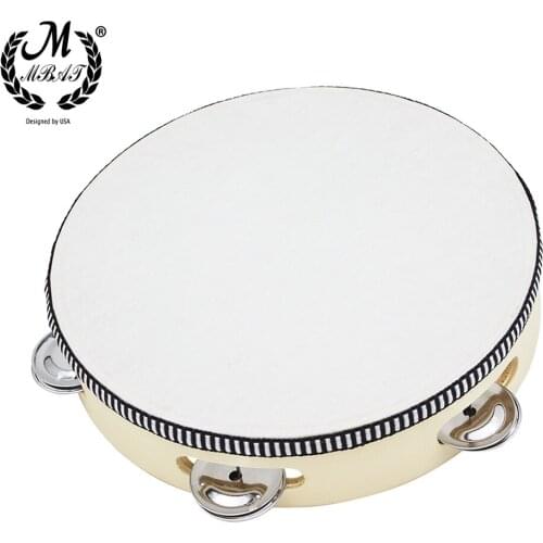 M MBAT High Quality 8inch Educational Musical Tambourine Drum Toys for Children Kids Instruments Wooden Tambourine Percussion