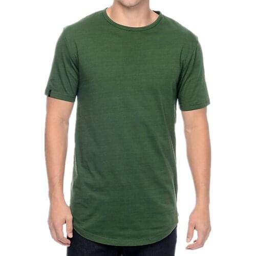 Mens High Street Green Long Line T Shirt (Slim Fit)