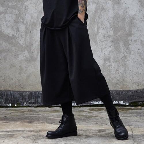 Mens eight trousers spring/summer new Yamamoto Black trend loose mens bell-bottom trousers wide leg trousers mens culottes