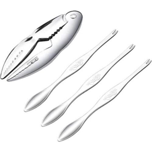 4Pcs Seafood Tool Set Including 1 Seafood Crackers and 3 Crab Legs Opener Shellfish Crab Leg Sheller for Gift to Friend